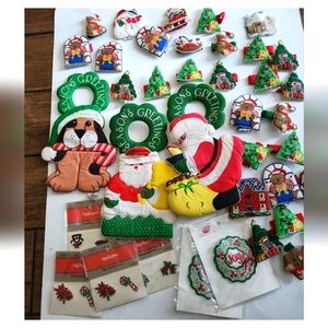 Vintage Christmas Fabric Padded Decorative McCrory Corp 1980's Christmas patches